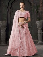 Pink Premium Net Lehenga Choli